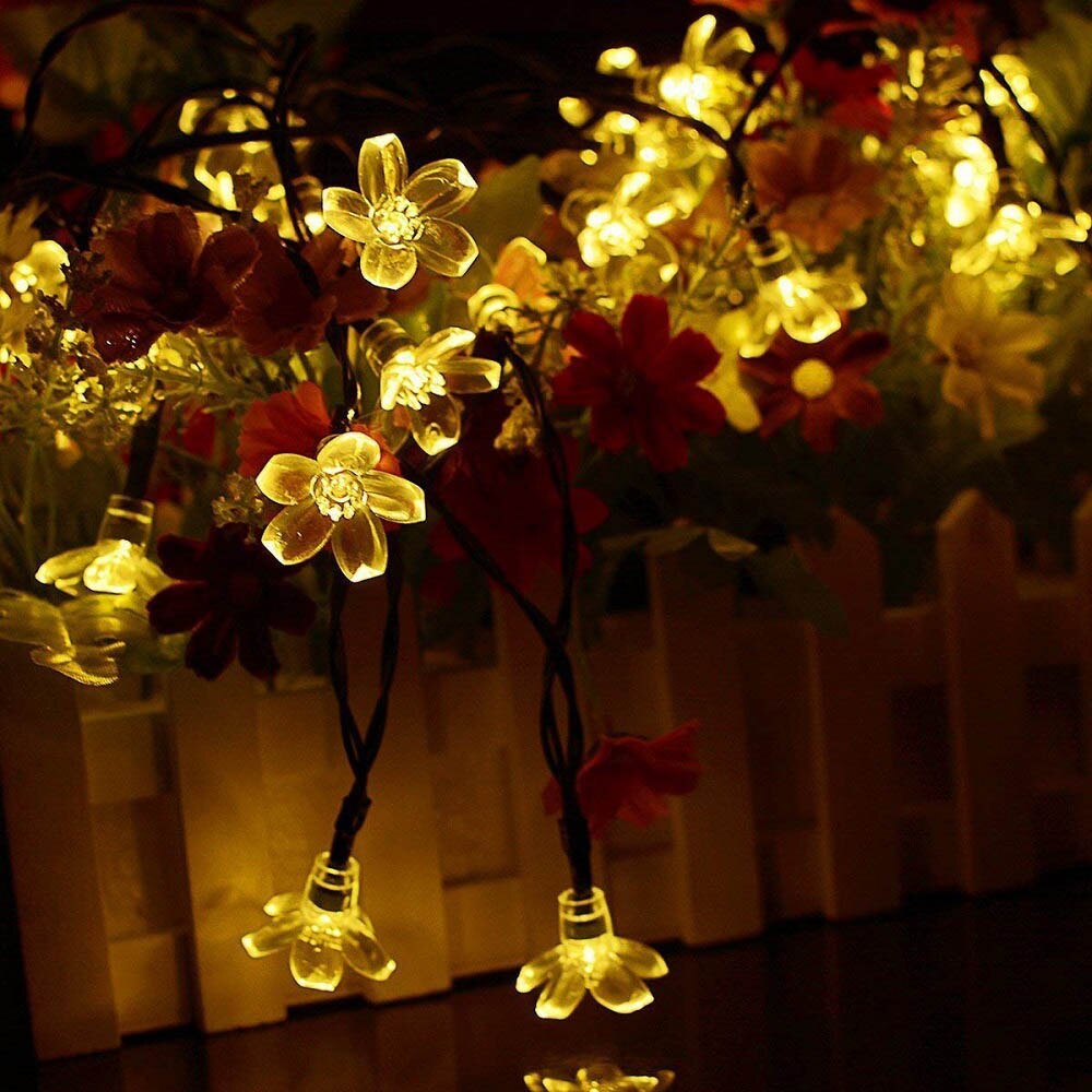 5m/7m/10m solkrans blomst festoon førte fe lys usb streng lys bryllupsfest julelys udendørs / indendørs dekoration