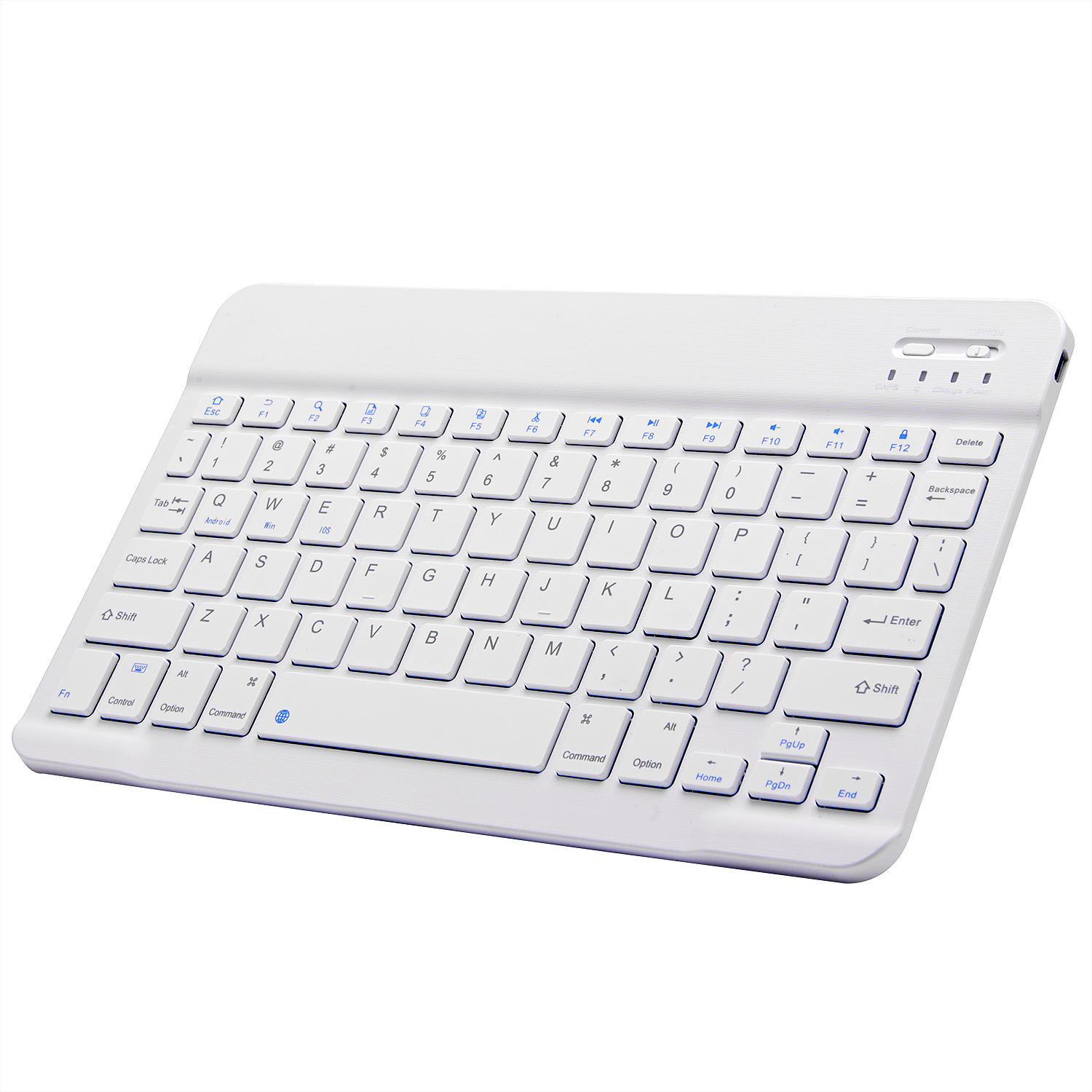 Mini Bluetooth Keyboard Wireless Keyboard Rechargeable For iPad Phone Tablet English Spanish Keyboard For Android ios Windows: 10in-White-keyboard