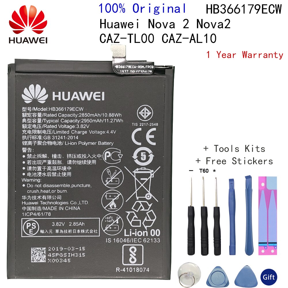 Huawei Mate 8 9 10 10 Lite 10/10 Pro P20 P10 plus honor 8 9 10 9i 10 Lite V9 Nova 2 3 4 2i Honor 6C 5A 7A 8A Batteria Originale: HB366179ECW