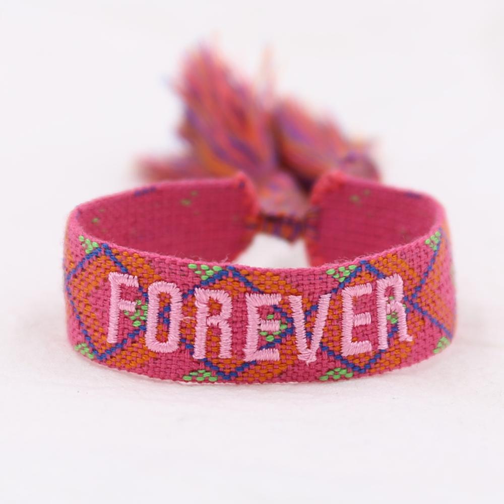 Coppie di amore Del Braccialetto Per Le Donne Degli Uomini Lace-up Regolabile Intrecciato I Braccialetti Tessuto Braccialetti Della Nappa Boho Originale Commercio All'ingrosso Dei Monili: Forever-Fushia