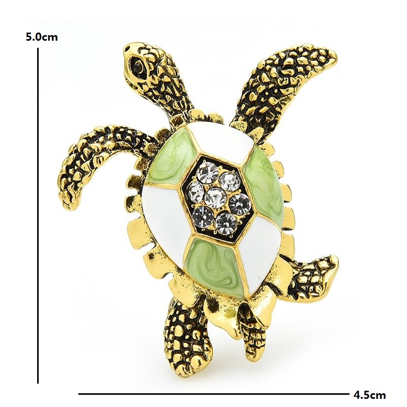 Wuli & Baby Vintage Groen Emaille Schildpad Broche Voor Vrouwen Mannen Kerstmis Nieuwjaar Mode-sieraden Pins