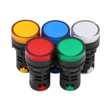 10pcs 22mm Panel Mount Signal Power Led Indicator Light Blue Green Red White Yellow Pilot Lamp 12V 24V 220V Signal Warning Lamp