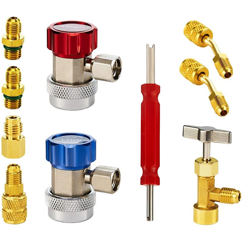 AC Adapter Tool Kit, AC Gauge Hose Conversion Adapters Including R134A Can Tap, R134A Quick Couplers, R410 Adapters: Default Title