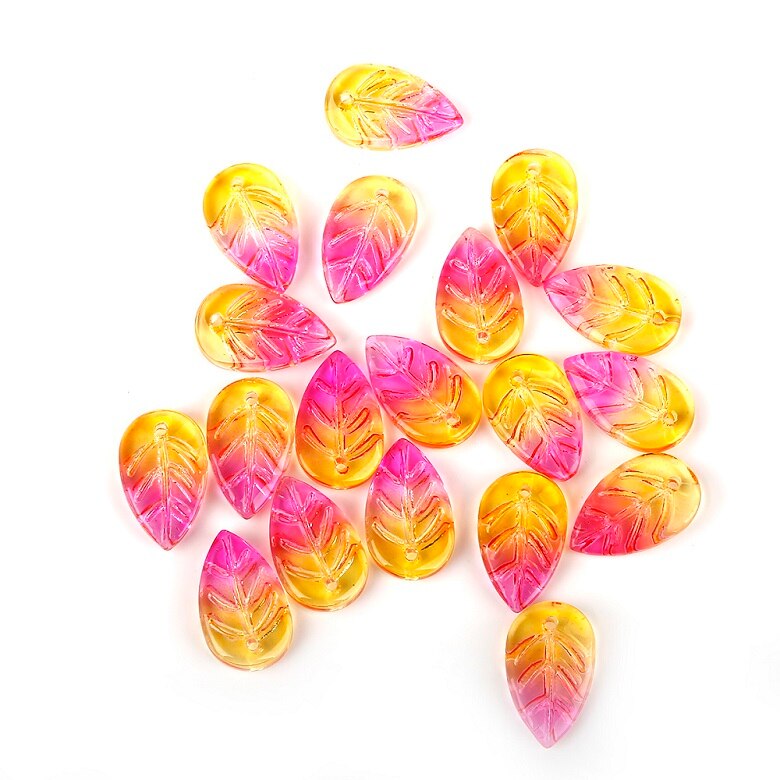 18x11mm Czech Glass Leaf Beads Jewelry Making Supply Czech Leaf Beads DIY Earring Finding Clothing Supplies 20pcs/bag: 08
