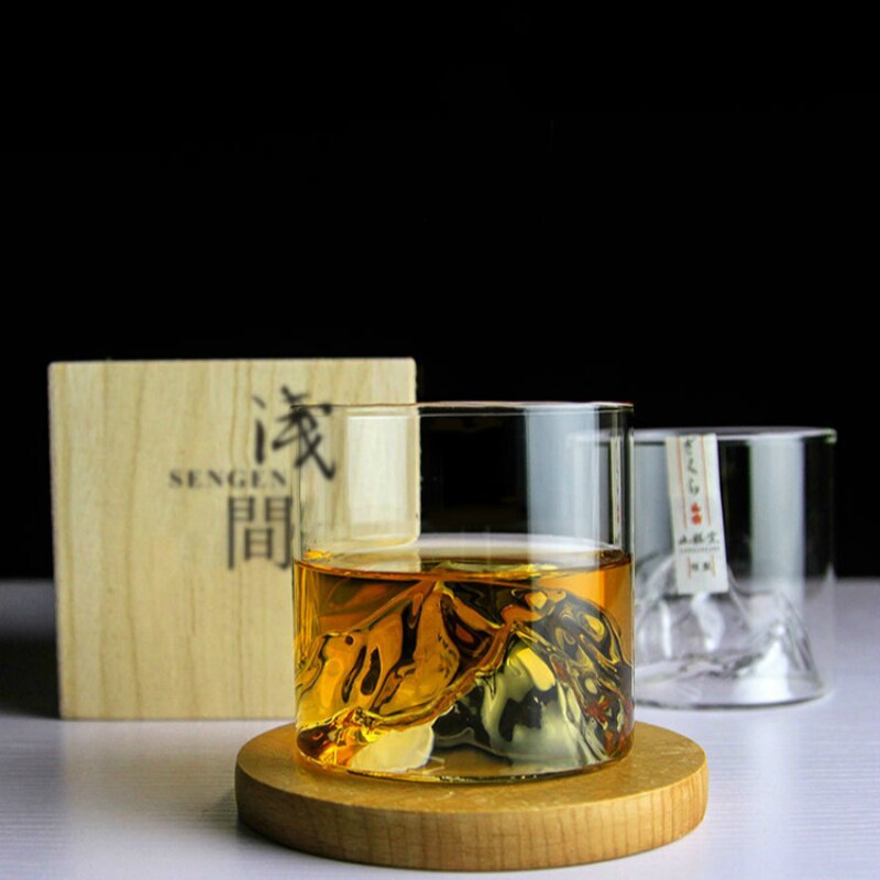 Iceberg – verre à liqueur 3D, 2 pièces, pour liqueur de montagne, verre de Vodka, coffret en bois, ensemble de verres à vin de style japonais