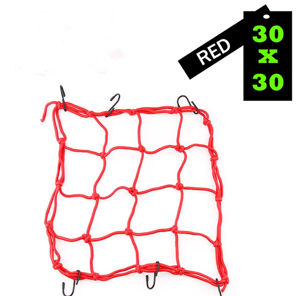 30*30cm Motorcycle Elastic Luggage Net Carrier For ATV Bicycle Adjustable Hooks Suitable For Motorcycles, Bicycles And SUV: Red