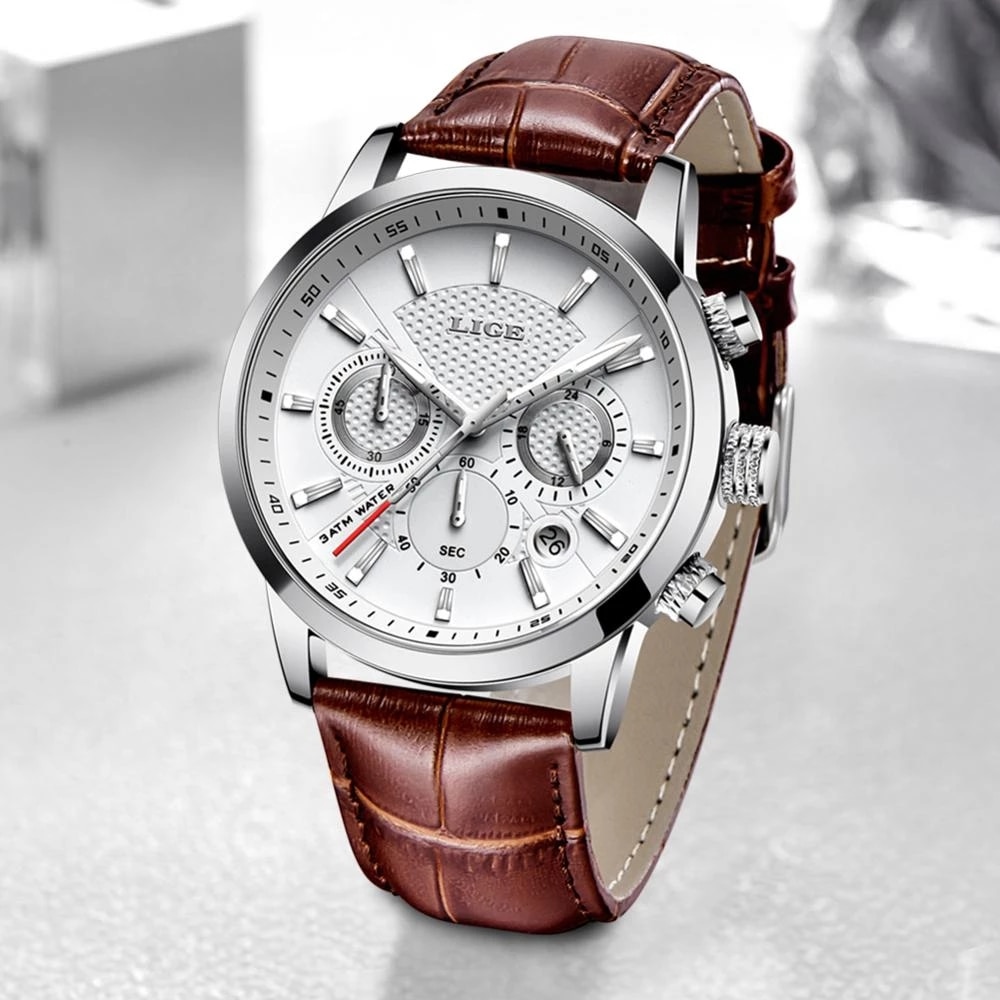 LUIK Horloges Heren 2024 Topmerk Luxe Casual Lederen Quartz Herenhorloge Man Zakelijke Klok Mannelijke Sport Waterdichte Datum Chronograaf