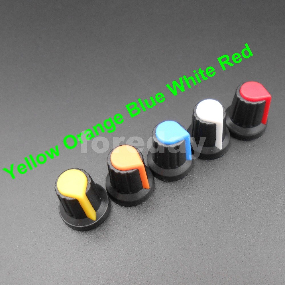 1000PCS X 6mm WH148 potentiometer AG2 Plastic knob cap M6 Plum Handle for amplifier Yellow Red White Orange Blue *FD661-665