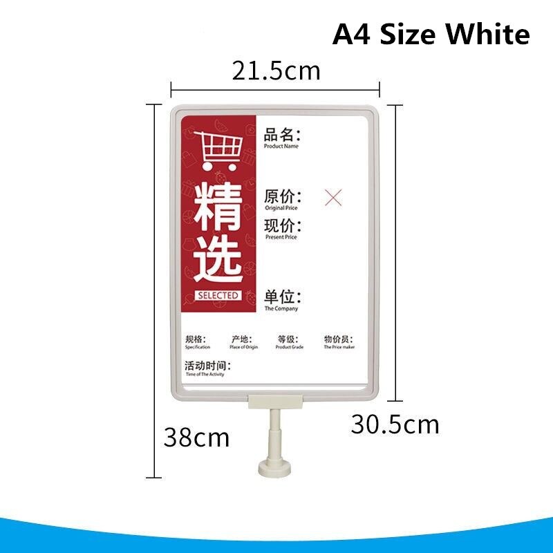 A4 Plastic Teken Houder Display Frames 8.5X11 Papier Foto Stand Dubbelzijdig Tafel Top Menu Document Houders stand: White