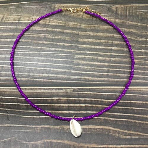 Proste koraliki shell Strand naszyjnik kobiety String z koralikami krótkie shell Choker naszyjnik biżuteria 16 cali Chokers naszyjnik prezent: 8