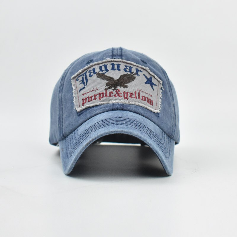 Stil broderad örnhatt antik finish via sköljande baseballkeps matchande snygg kille dam hatt i ren bomull