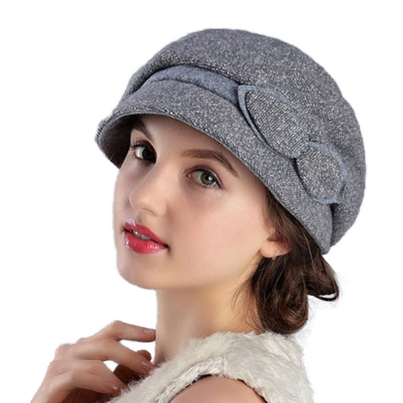 Naisten villahatut, ranskalainen baretti, huopahattu, kirkkohattu, sininen, punainen, harmaa, lämmin, rento, naisten hattu, feminino: Harmaa