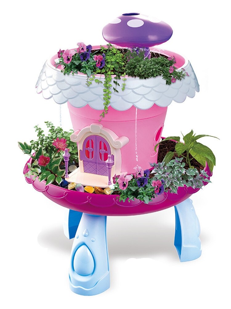 Magic Tuin Pretend Speelgoed DIY Planten Pot met Licht en Muziek voor Thuis Decoratie Ondersteuning Kinderen Leren Natuur: Pink without music