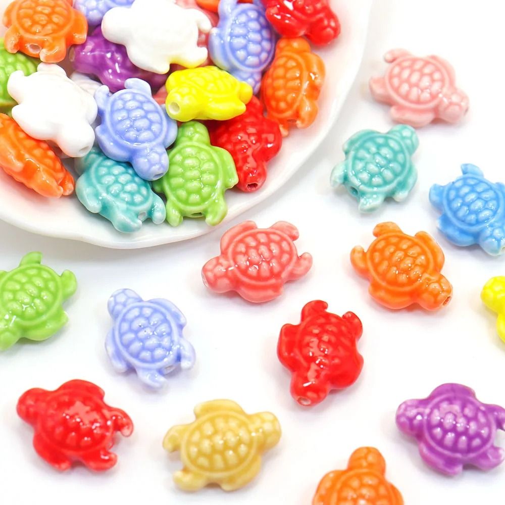 Cuentas de tortuga marina hechas a mano, 10 piezas, espaciador de cerámica de , cuentas sueltas, Kit DE FABRICACIÓN de pulseras 3D