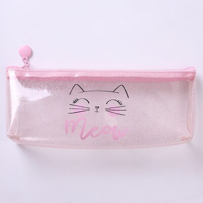 Cartoon Transparante Dier Etui Leuke Fruit Potlood Bag Storage Pouch Kantoor Schoolbenodigdheden Zakka: meou