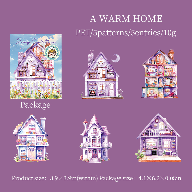 5-delig Dream House PET-stickerpakket DIY Scrapbooking Decor Fotoalbum Creatief briefpapier Collage Materialen Stickers: Light Grey
