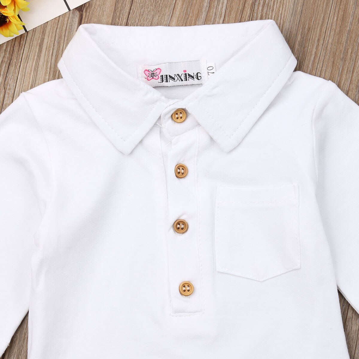Baby Autumn Clothing Infant Baby Boy Gentleman Solid Formal Bodysuit Short Sleeve Turn Down Collar Shirts Jumpsuit Tops