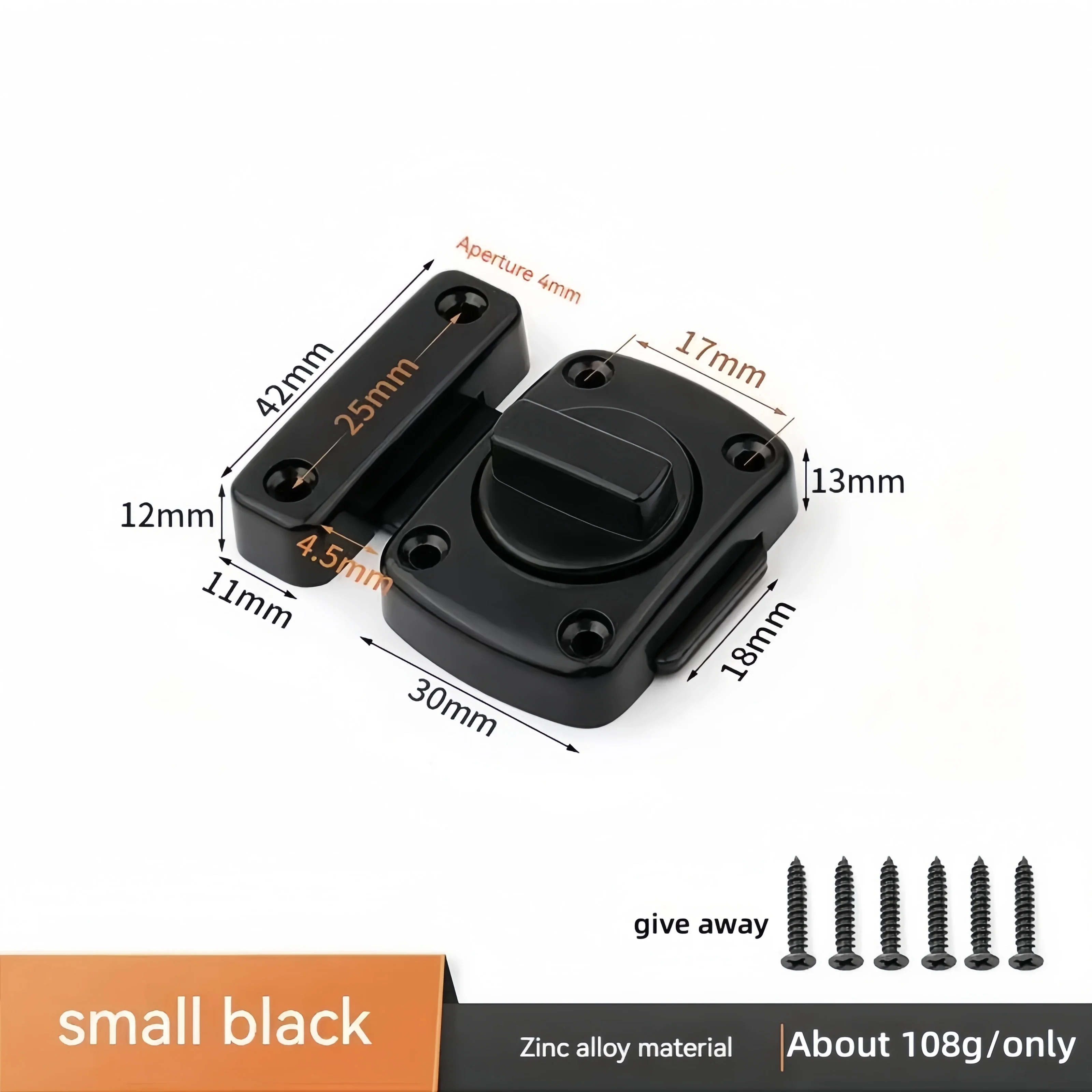 Wood Door Lock Locks Safety Anti-theft Kitchen Storages Bedroom Locked Up Deadbolt Aluminum Sliding Window Closure Quarto Holder: M / Black & White