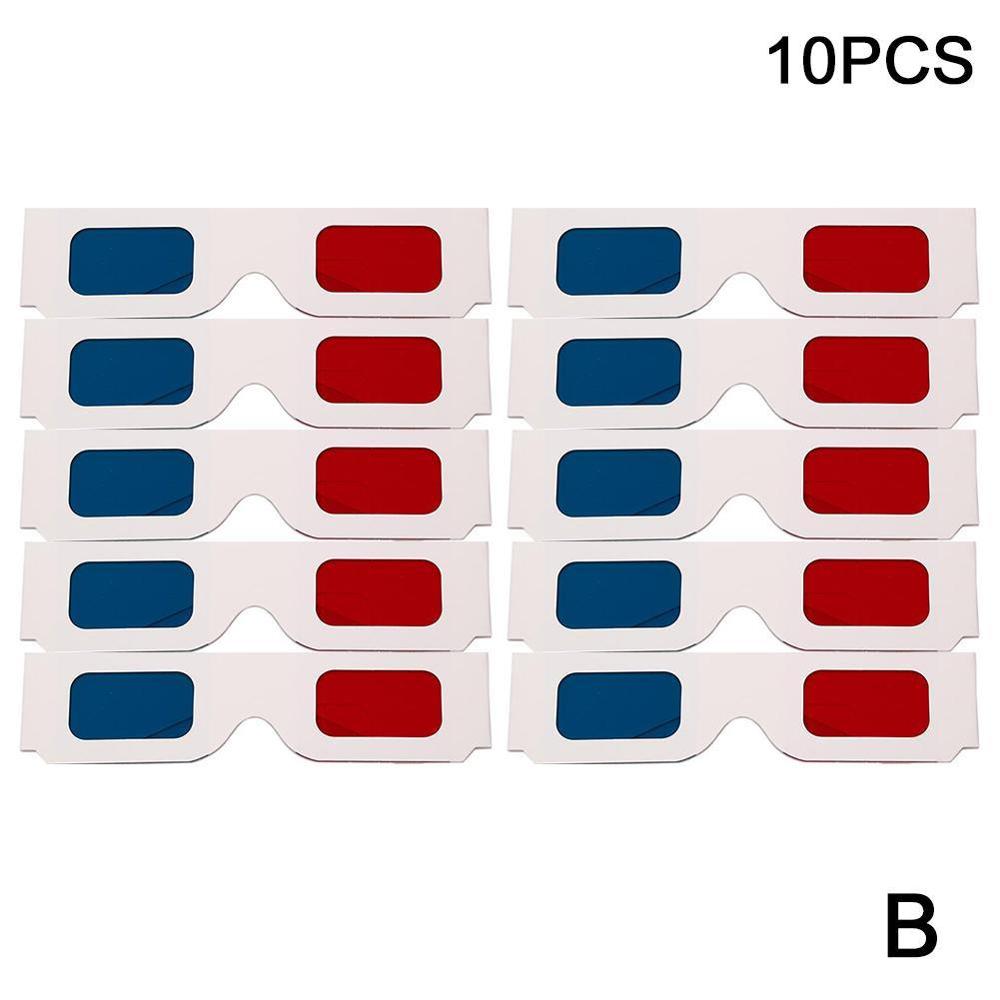 Anti-glare 3D Glasses Universal Paper Anaglyph Paper View Anaglyph Red Cyan Red/Blue 3D Glass For Movie EF: 10pcs