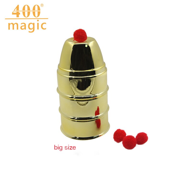 1 set Magic Cups and balls Ultimate Cups Balls magic tricks stage close up props iuuusion accessary magician magie kids toys: Big Size gold