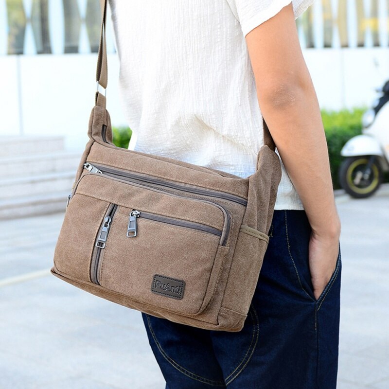 Heren canvas schoudertas grote capaciteit wasbare messenger bag outdoor vrijetijdsreizen crossbody tassen
