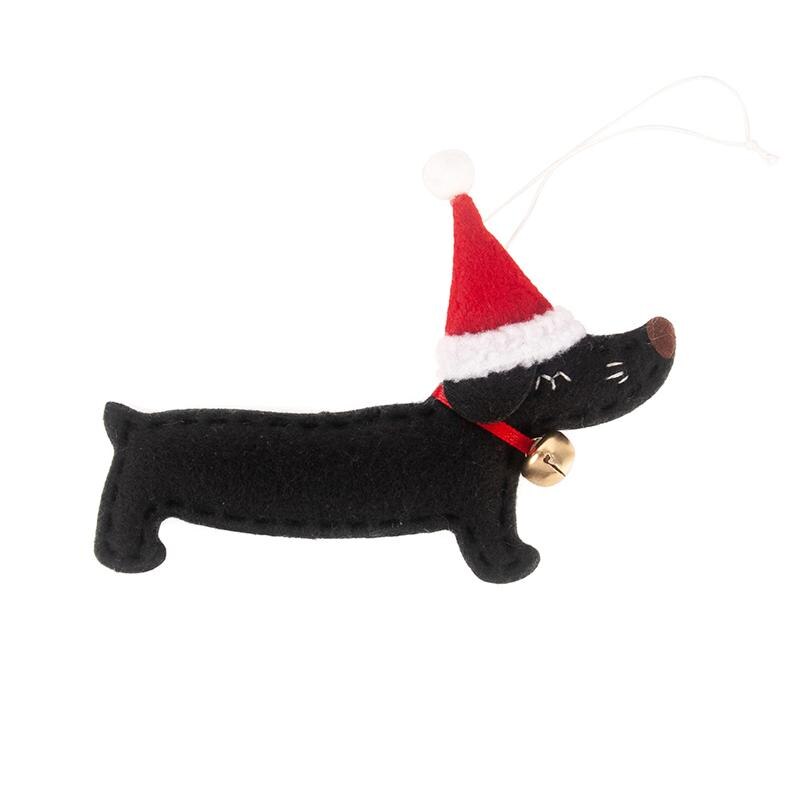 Arbre de noël ornement teckel forme suspendus pendentif arbre de noël décoration teckel chien en forme de pendentifs décoration: Black
