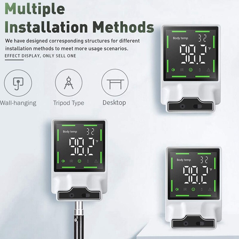 Infrared Body Temperature Thermometer Wall Mounted,Non-Contact Automatic Body Temperature Scanner Check with Fever Alarm