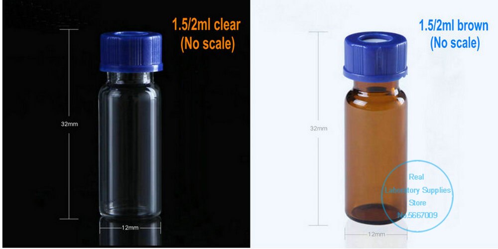 100pcs/lot 2ml 4ml Lab Glass Clear/brown Liquid Chromatography Glass Sample Bottle with Open-Topped Caps Chemistry Lab Set