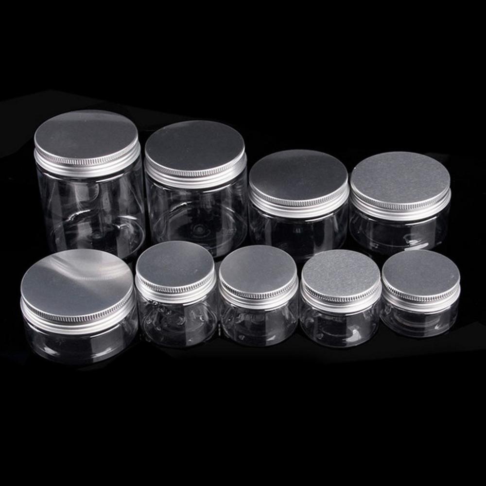30-250ml doorzichtige opbergdozen met deksel, make-up reisfles, gezichtscrème, wax, nagel glitter, pailletten, container, klein potje