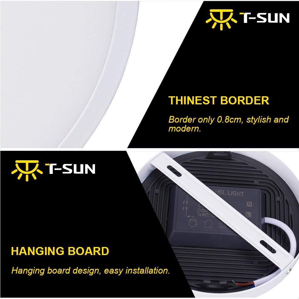 T-SUN Ultra-Dunne 8W Paneel Licht Ronde Vierkante Led Plafond Inbouw Opbouw Led Lamp