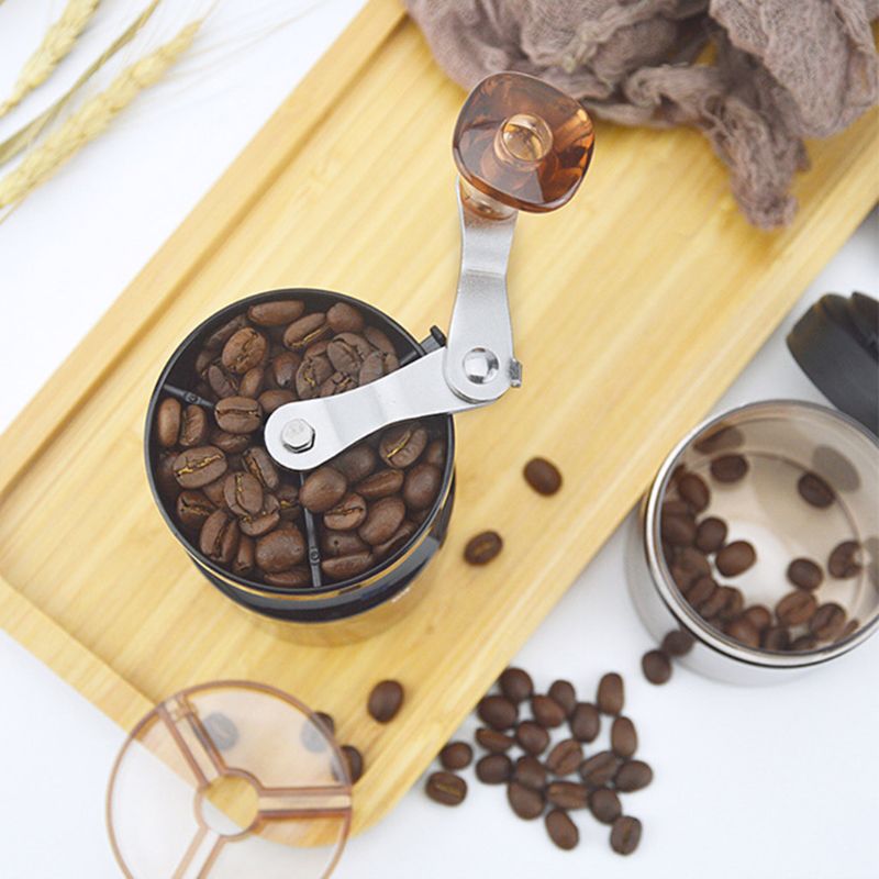 Protable Manual Coffee Bean Grinder Mill with Fixing Clip Mini Hand Crank Travel Camping