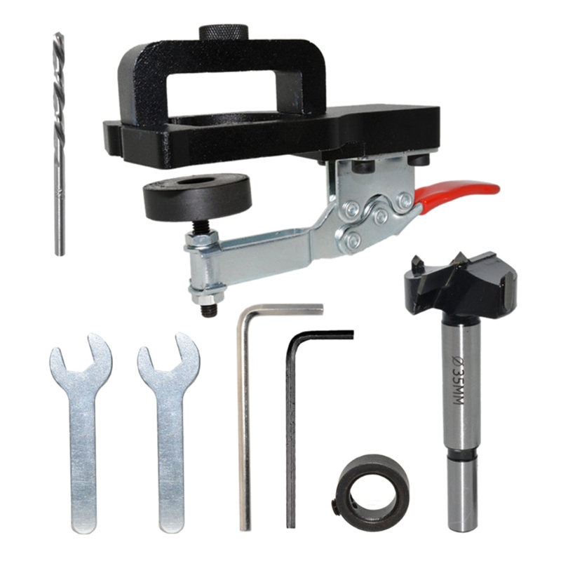 Adjustable Hinge Boring Jig 35mm Hole Opener Positioning Hinge Hole Locator Wood Cutter Guide Sleeve Punch Locator: 8PCS