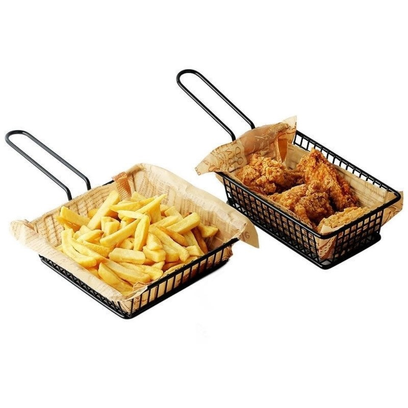 Stainless steel frying basket net French fries basket frying frame square oil control filter frying basket dense frying screen