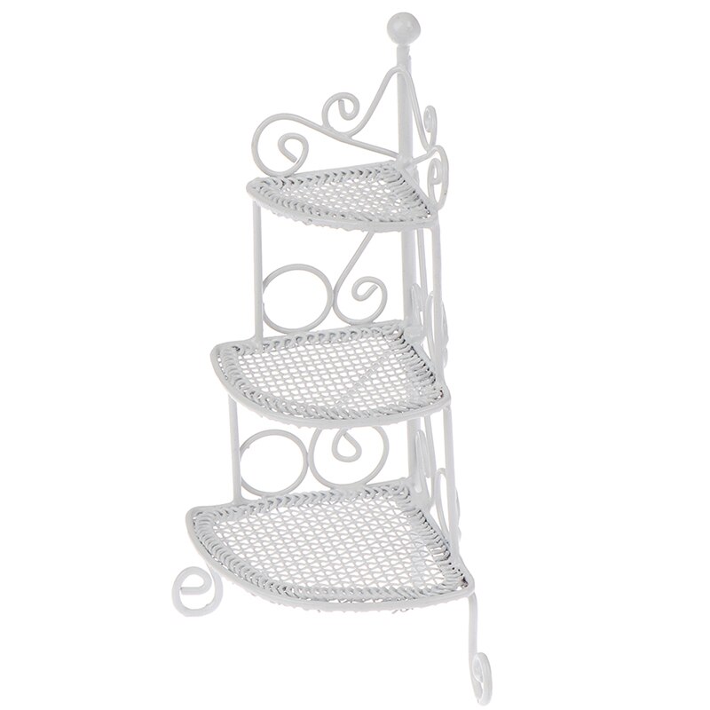 1/12 Art Miniatuur Metalen Mini Driehoek Bloem Stand Kids Speelgoed Meubels Wit Voor Kinderen Poppenhuizen Model Accessoires