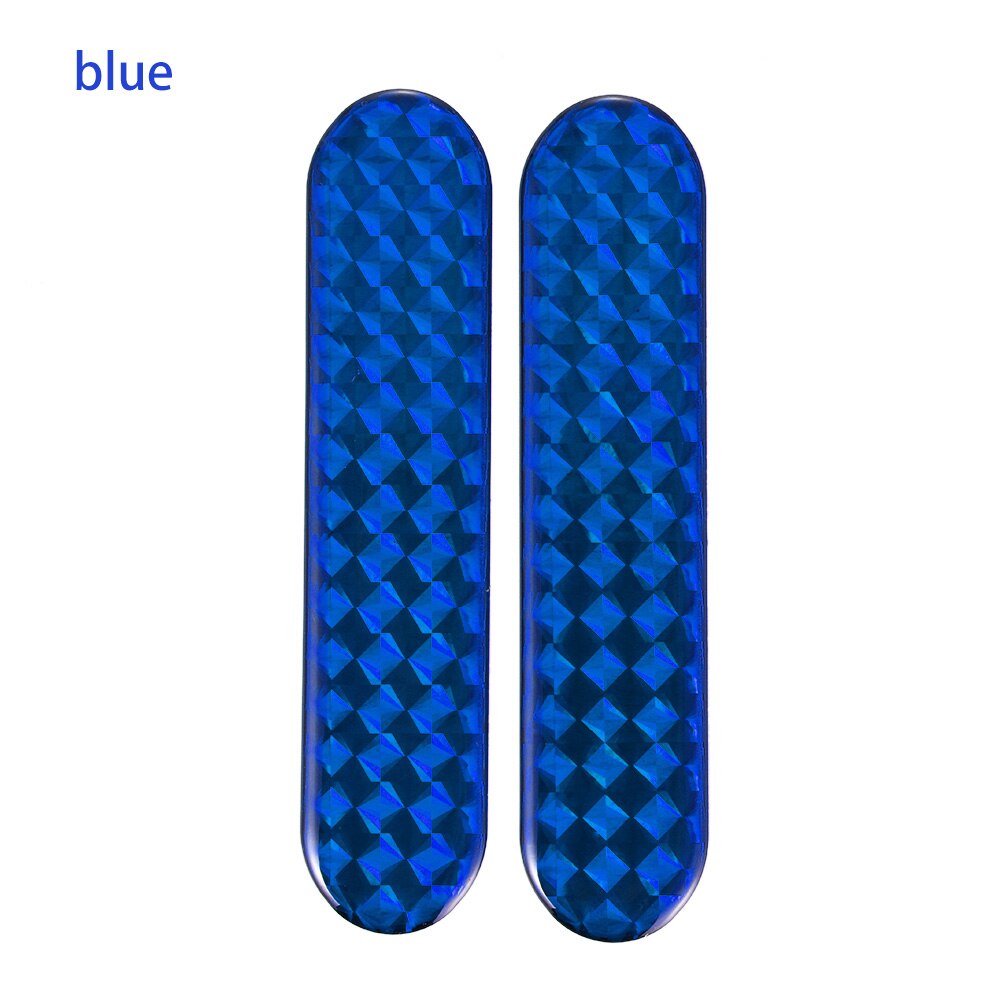 2Pcs Car Reflector Rearview Mirror Reflective Sticker Truck Vehicle Strip Tape Waterproof DIY Car Exterior Styling Accessories: C-blue-10.6x2.3cm