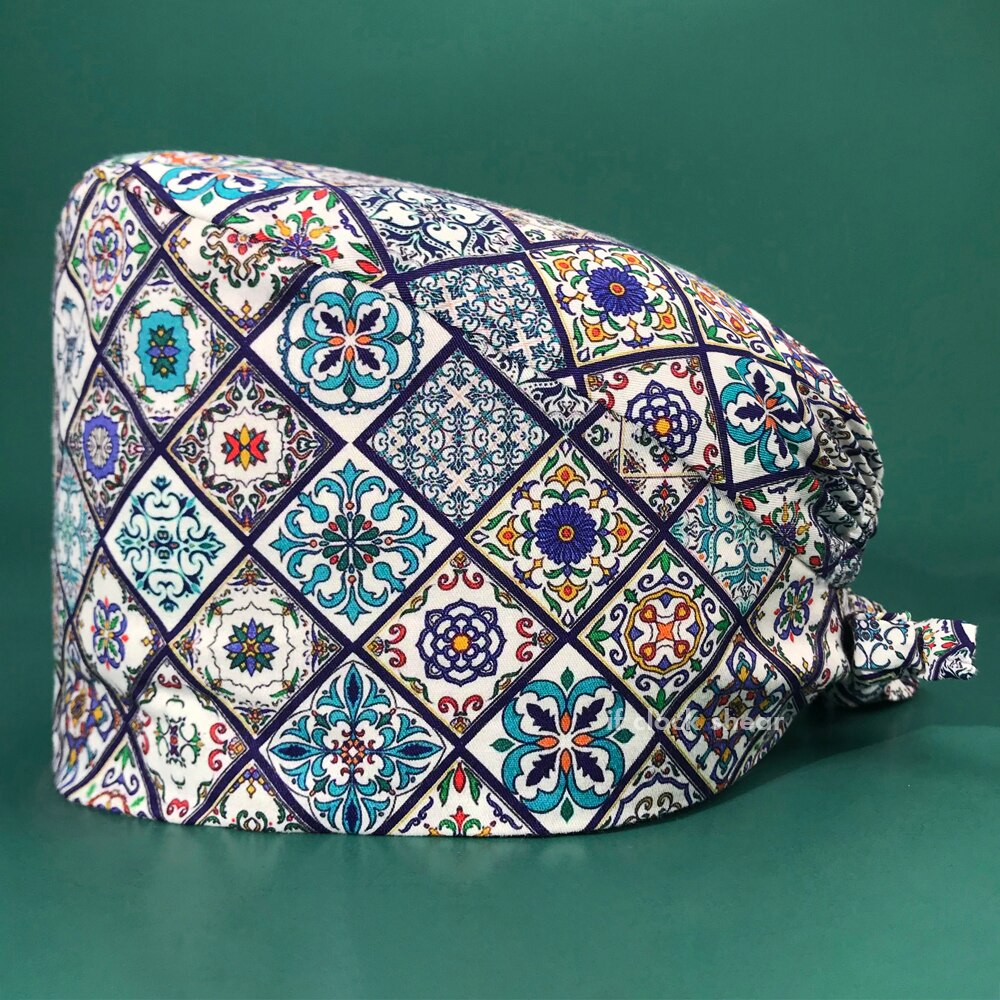 Ziekenhuis Scrubs Vrouwen Hoeden Pet Grooming Chirurgische Hoeden Tand Schoonheid Verpleging Hoed Multicolor Caps Met Zweet-Absorberende: 22188