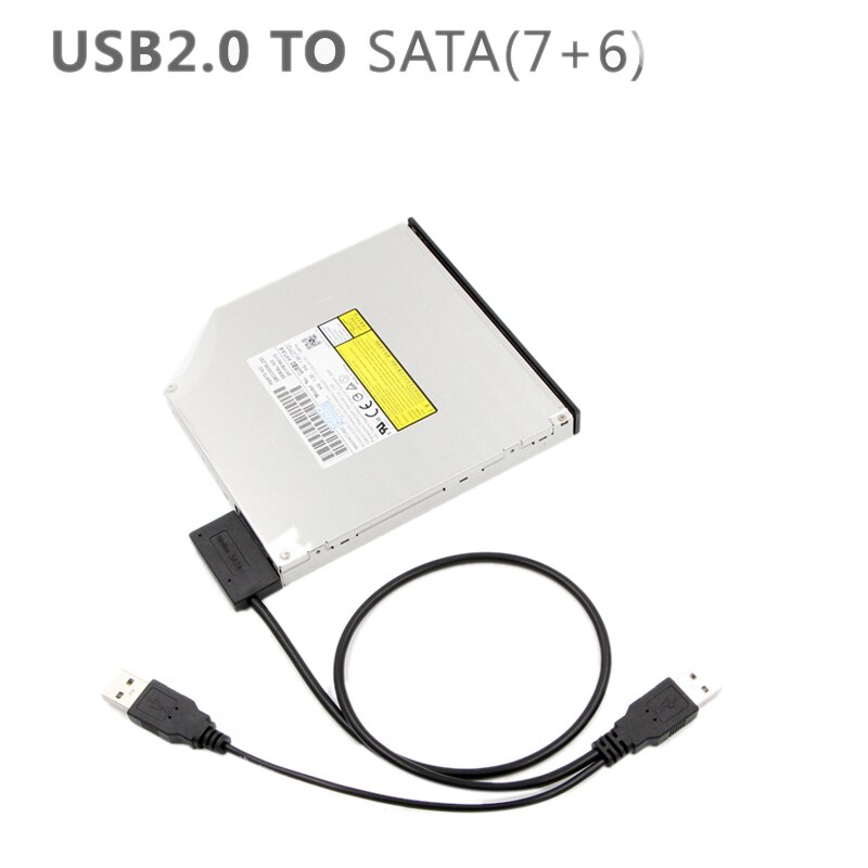 Usb2.0 To 6+7 13Pin Slimline Slim Sata Cable With External Usb2.0 Power Supply For Laptop Cd-Rom Dvd-Rom Odd Adapter Converter