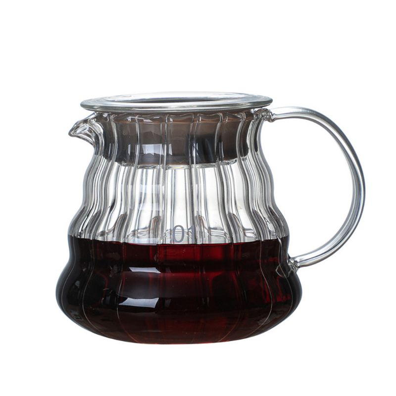 Pour Over Coffee Dripper Brew Heat Resistant High Borosilicate Glass Coffee Maker Come Coffee Server with Lid: A