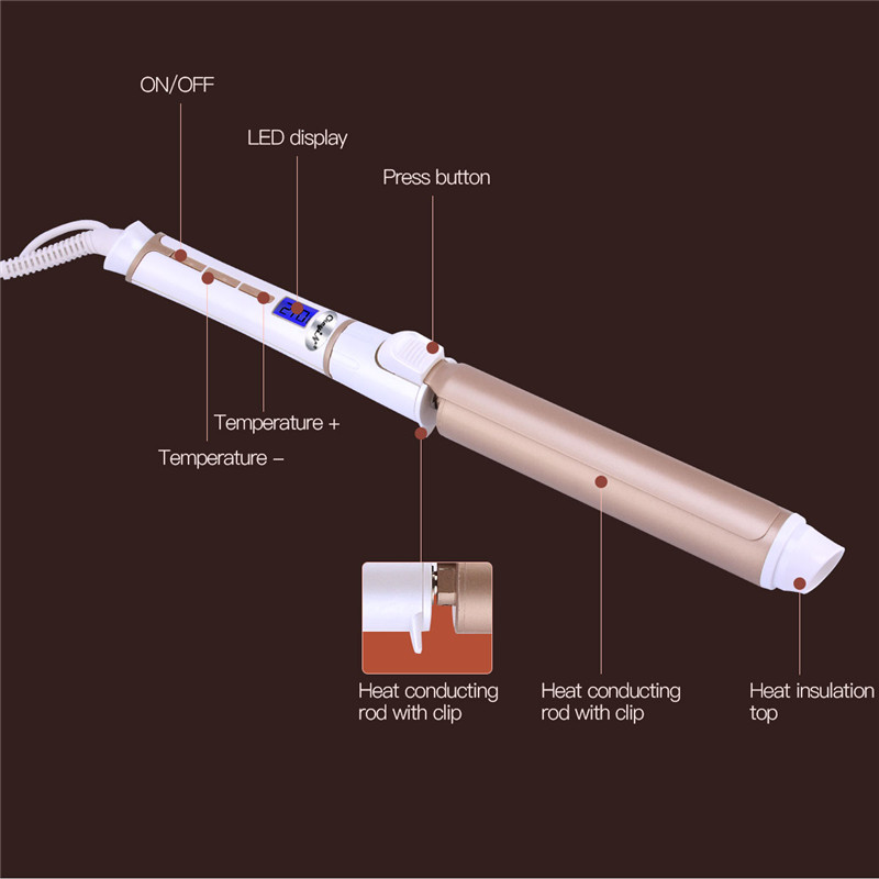 Pinzas para rizar el cabello, 32MM, cono rizador eléctrico de pelo LED, Control Digital de temperatura, utensilios de peluquería de cerámica