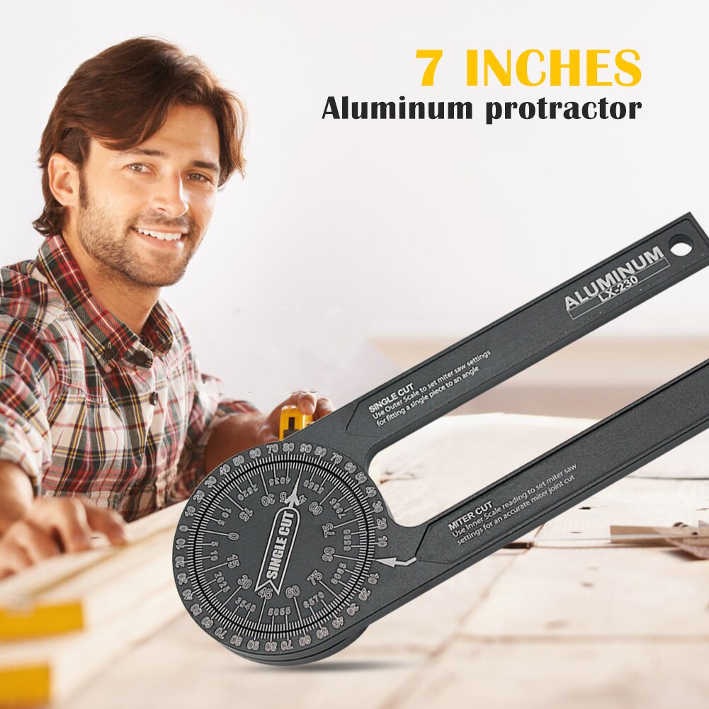 Multi-functional Aluminum Round Head Angle Ruler Woodworking Gadget Depth Measurement Mathematical Measurement Tool