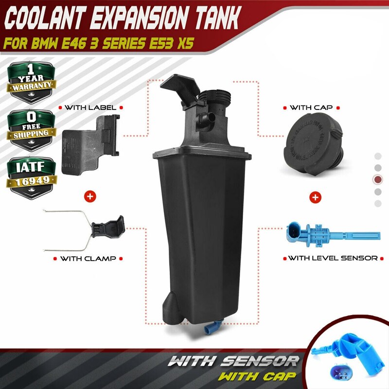 Samochód zbiornik wyrównawczy chłodziwa z czapką z czujnikiem robić-BMW E46 316I 318I E53 X5 17117573780 17137787040