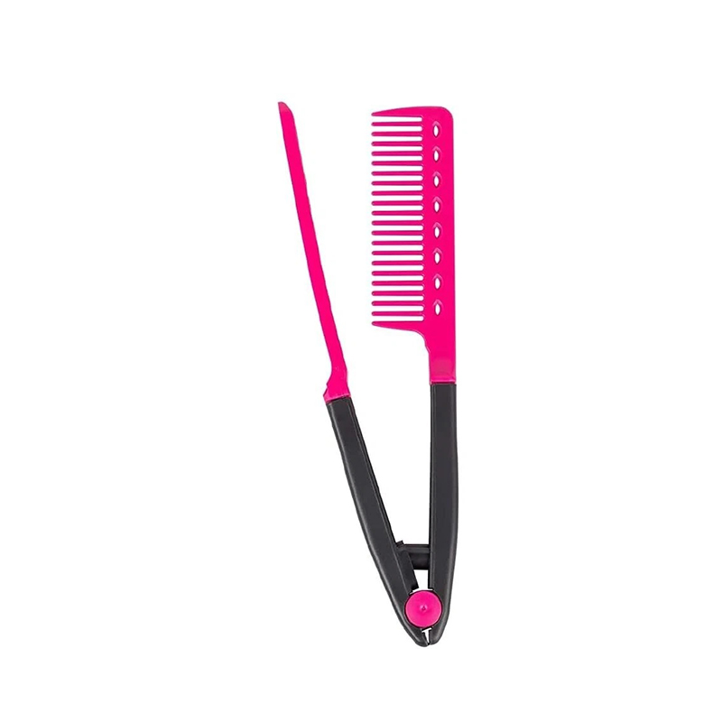 V-shaped Clamp Comb Folding Hair Straightener Hairdressing Salon Straightening Brush Portable Straight Brush Hair Styling Tool: Default Title