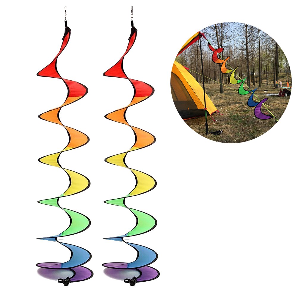 2Pc 110Cm Kleurrijke Wind Strip Regenboog Draaiende Spiraal Wind Strips Outdoor Camping Tent Decoratie, diy Windmolen Wind Strip