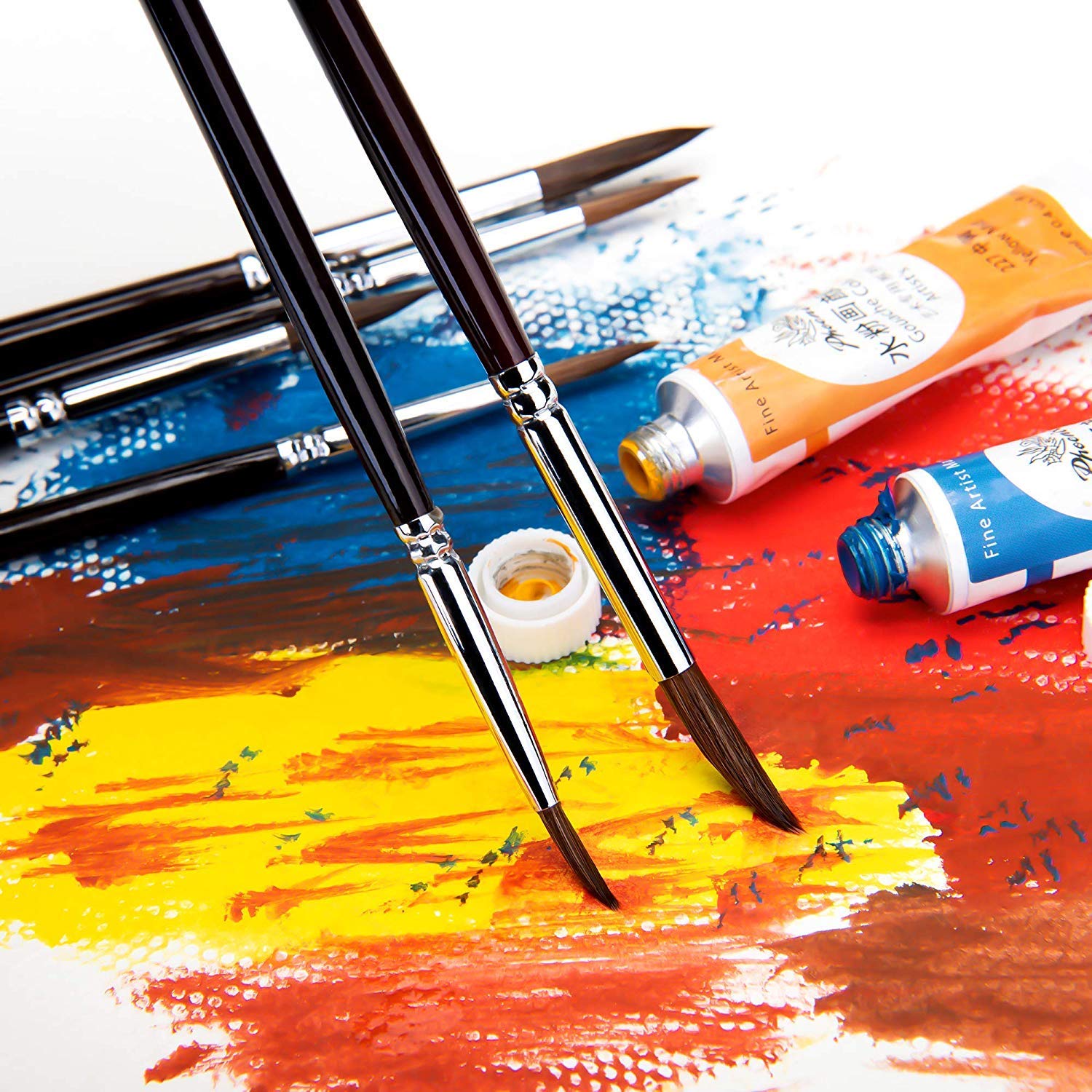 Detail Artist Paint Brushes Miniature Red Sable Artist Brushes Set for Acrylic Watercolor Painting 6 Pieces