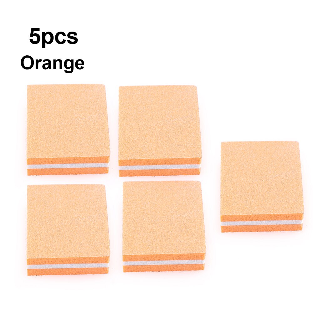 5pc svampar mini dubbelsidig nagelpolerare polerblock slipa nagelfilar trimning pedikyr manikyr vårdtillbehör verktyg: Orange