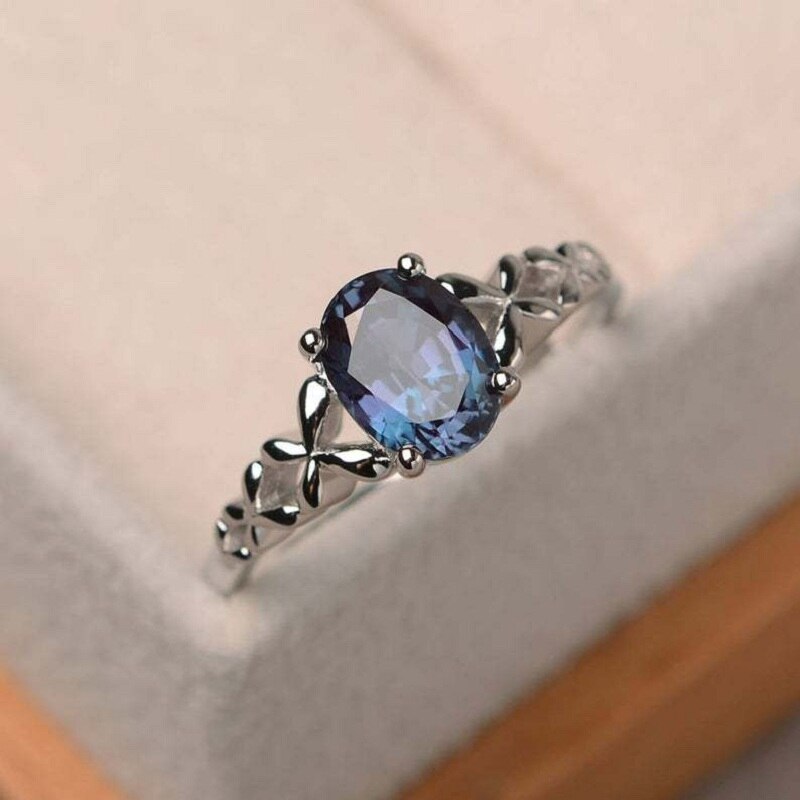 Simple Dames Engagement Ring Met Blauwe Zirkoon Elegante Trouwringen Sieraden Valentijnsdag Anniversary
