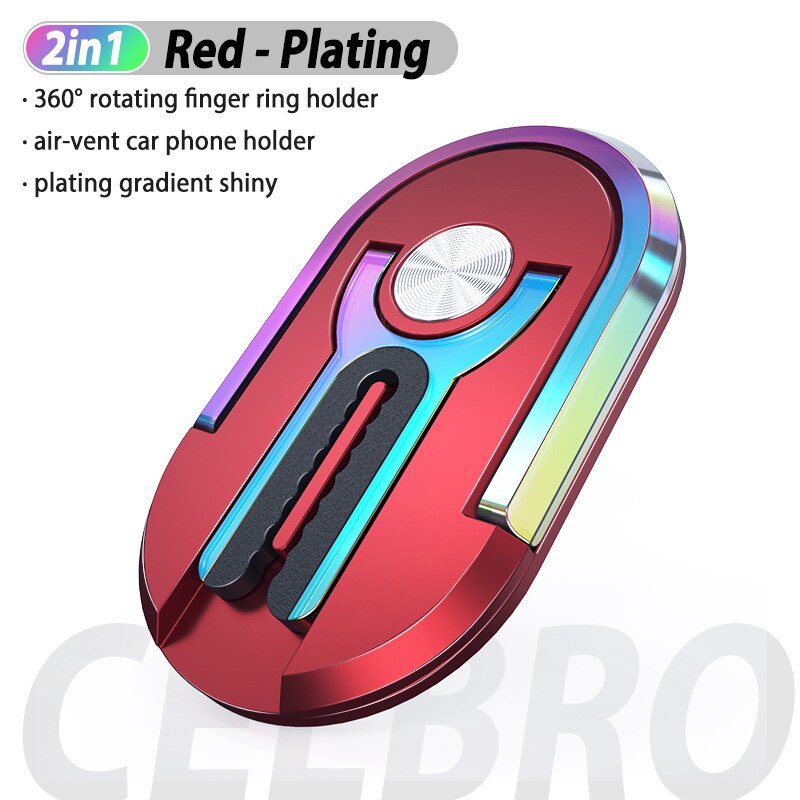 Mehrzweck Handy Halter 360 Grad Rotation Auto Air Vent Halterung Ständer Magnetische Finger Ring Telefon Halter Halterung Unterstützung: Red-Plating