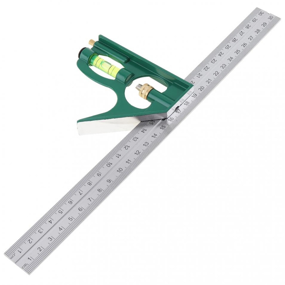 Multifunctional Angle Ruler Adjustable Combination Square Woodworking Ruler 12 Inch 300mm With Bubble Level Gauge Measuring Tool: 30mm green