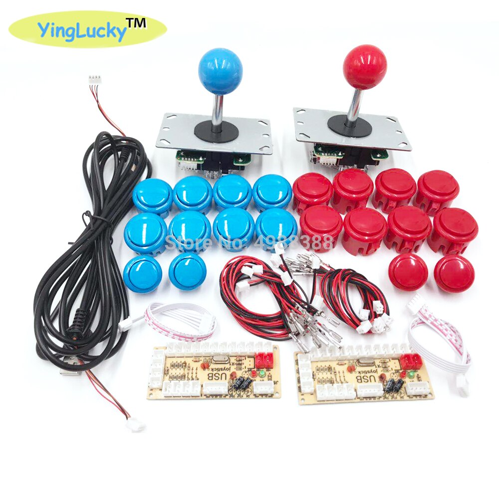 Zero Delay USB Encoder fo Pc Arcade Joystick Buttons DIY Kit With 2pin Cables 8 Way 5pin Joystick for Mame Jamma Machine