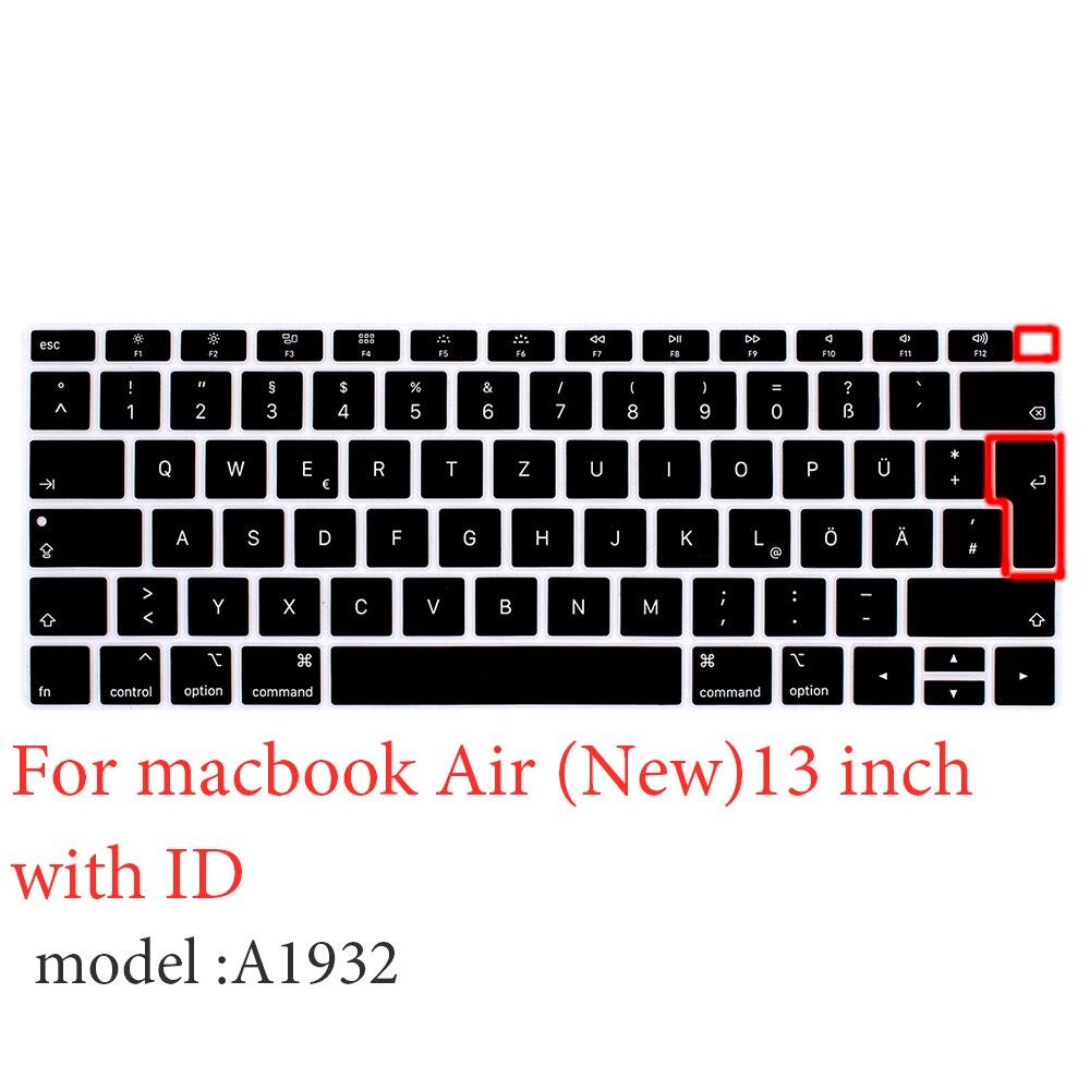 German Laptop Silicone Cover Laptop cover For macbook air 13 pro15 touchbar 11" Keyboard cover Dust-proof silicone keyboard case: (New)Air 13 with ID